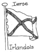 In 1693, Neptune Francois, describes the ‘Ierse Irlandois’ flag as a white flag bearing a red diagonal cross.